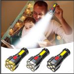 5 Led Flashlight Strong Light Outdoor Portable Cob Side Light Work Light USB Rechargeable Led Flashlight - Image 2